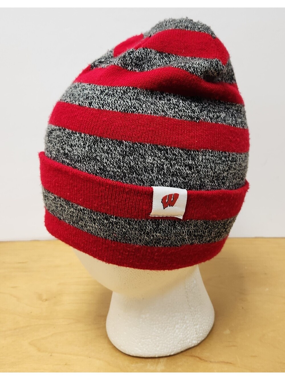 Wisconsin Badgers Beanie Hat Cuffed Knit Winter Cap Top of the World Striped
